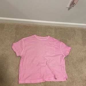 Pink Cropped Pocket Tee